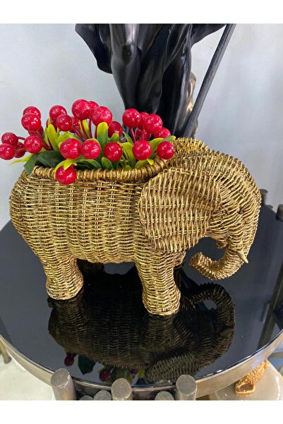 Mirsa Global Fil saksı, hasır dokulu sukulent saksı,banyo dekoru, polyester f...