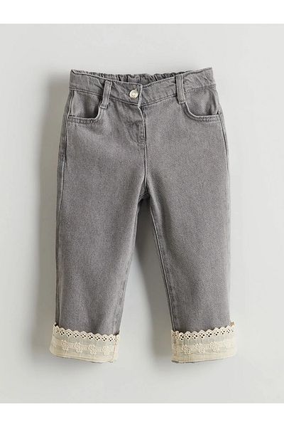 LC Waikiki Lcw Kids Gray Elastic Waist Girls Jean Pants