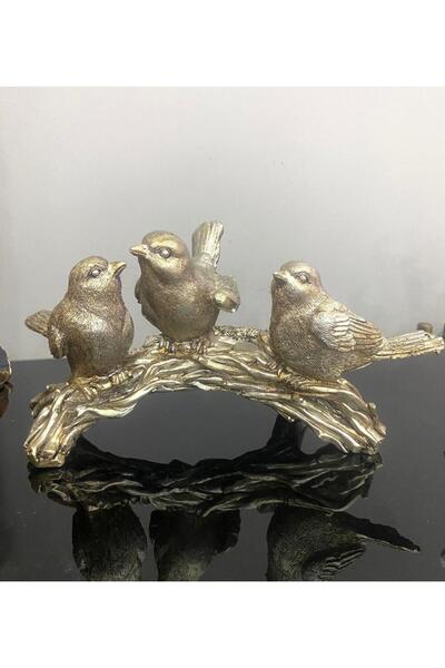 Mirsa Global kuş biblo 3 lü dal üzerinde kuş biblo