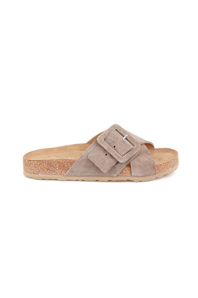 Desa Women's Mink Adjustable Buckle Suede Leather Slippers