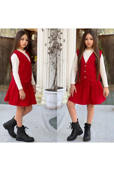 Ysferbutik Girl's Skirt Vest Sweet Belt