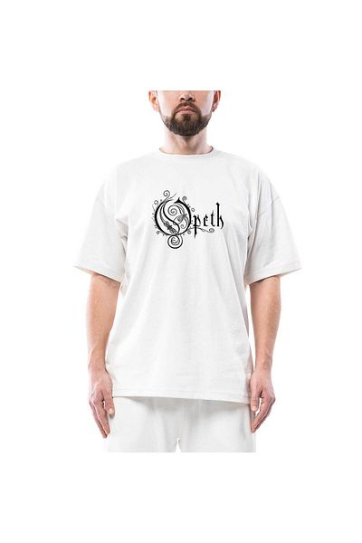 Z zepplin Λευκό μπλουζάκι Opeth Logo Classic 2 Oversize
