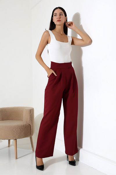 COCOCİX Wide Leg Snap Fastener Model Fabric Trousers