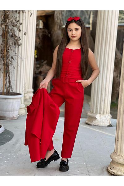 Ysferbutik Girl's Jacket Pants Bustier Belt