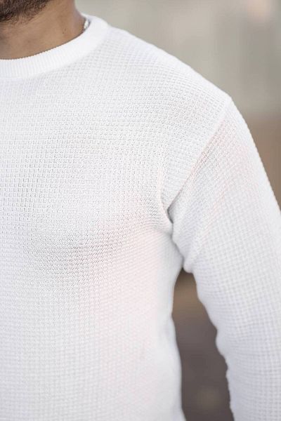 TMB White Square Knitwear Sweater