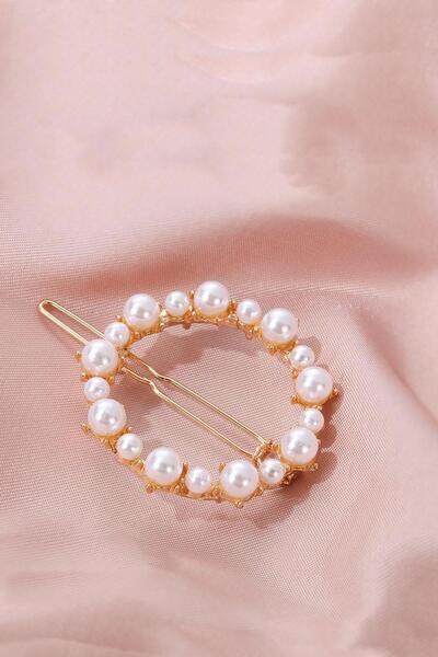 New Obsessions Pearl Detailed Round Clip Buckle