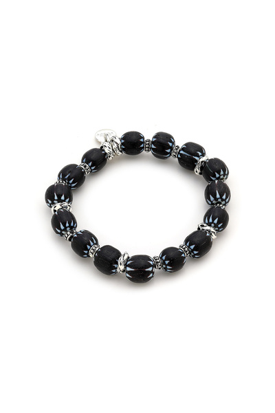 Mon Reve Zenith Siyah Cam Boncuk Gümüş Kaplama Bilezik