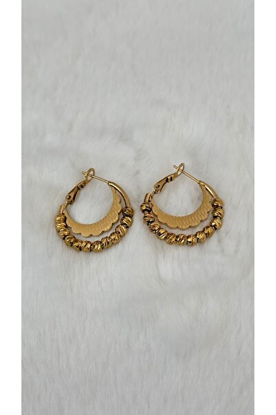 GM TAKI Gold Double Layer Dorica Hoop Earrings