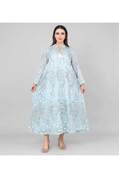 IKKXA Soft Petals Embroidered Jalabiya
