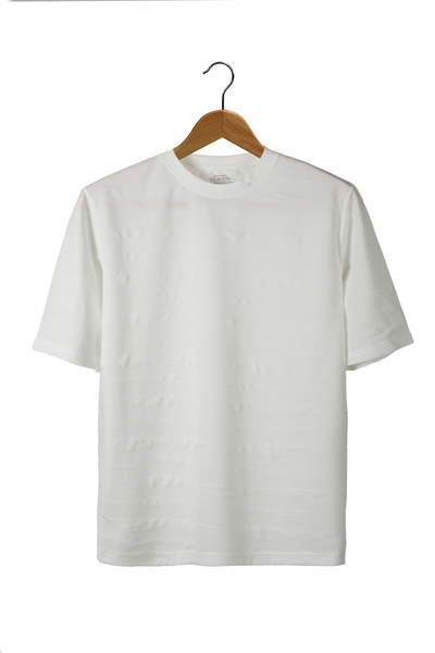 ADEGO White Textured Oversize Crew Neck T-Shirt