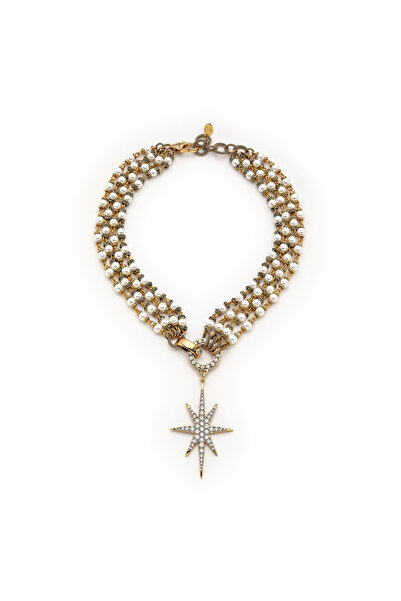 Mon Reve Aura İnci Zirkon Yıldız Charm Abiye Kolye