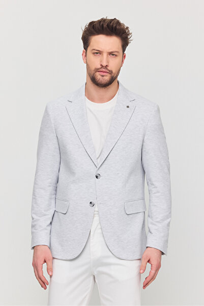 Frappoli 3115 Men's Light Gray Flexible Lycra Cotton Blended Slim Fit Spring-Summer Sports Blazer Jacket