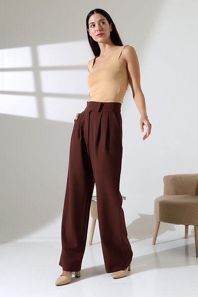 COCOCİX Wide Leg Snap Fastener Model Fabric Trousers