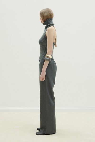 Suud Collection Jilly Smoked Wool Blended Trousers