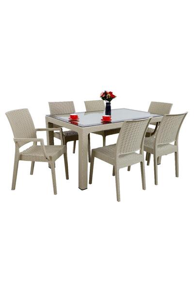 Mandella Elit Rattan 90x150 2 Elit Kollu Sandalye 4 Elit Sandalye Camlı Masa ...