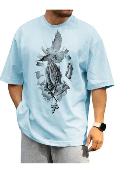 PENTHİLUS Peace Printed T-Shirt, Round Neck Short Sleeve, Suitable for Daily Use in All Seasons