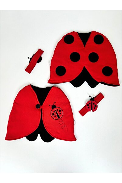 Tomuycuk زي الدعسوقة باللون الأحمر مع باندانا - مجموعة أزياء عيد ميلاد للفتيات