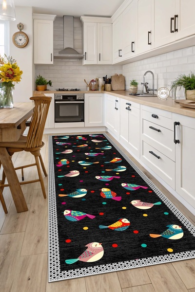 West Home Dijital Baskılı Yıkanabilir Kaymaz Taban Mutfak Halısı