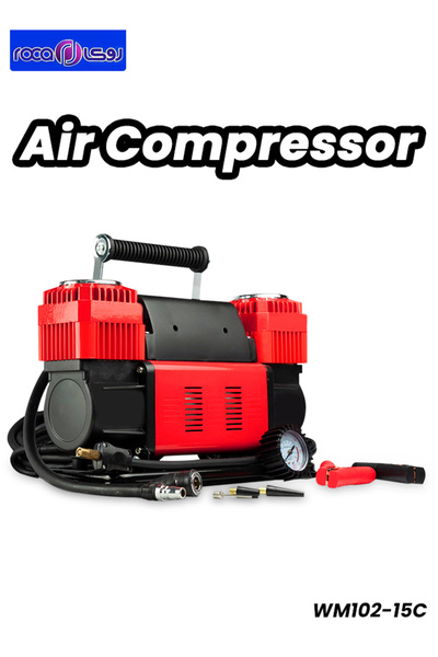 Roca ضاغط هواء محمول عالي التحمل - 300 لتر في الدقيقة، 150 رطل/بوصة مربعة، 12 فولت، أسطوانة مزدوجة مع ملحقات
