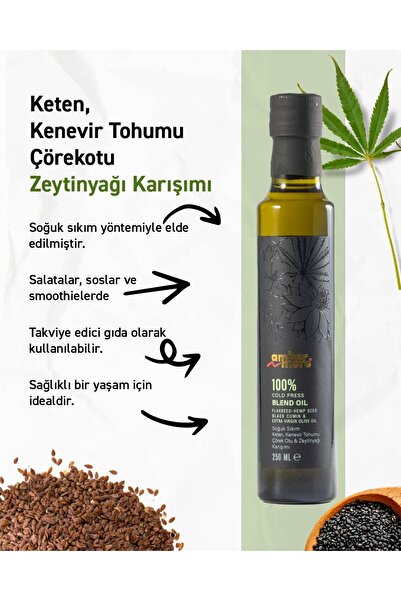 AMBERNMORE Soğuk Sıkım Keten, Kenevir Tohumu, Çörekotu &Zeytinyağı 250 ml