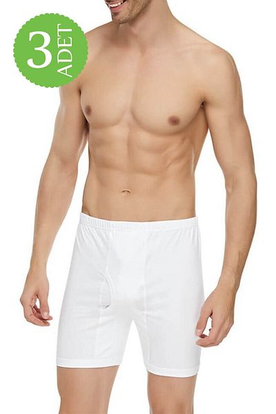 YILDIZ Men's Long Cotton White Panties Soft and Comfortable Underwear 3 Pcs