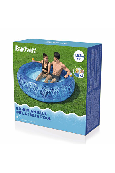 BESTWAY Pool Bohemian Blue 168x53cm | Inflatable Pool | Family Pool Perfect for Summer