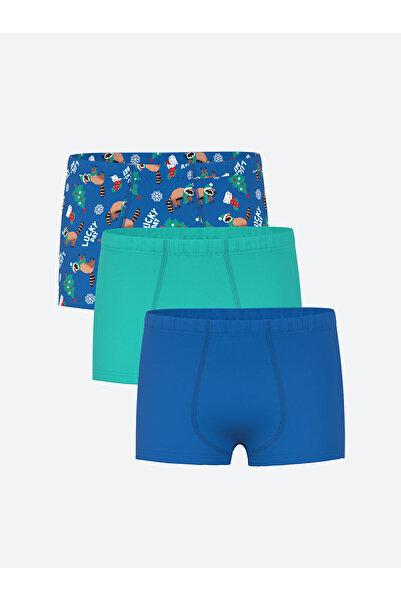 LC Waikiki LCW Детски сини коледни боксери за момче 3 пакета