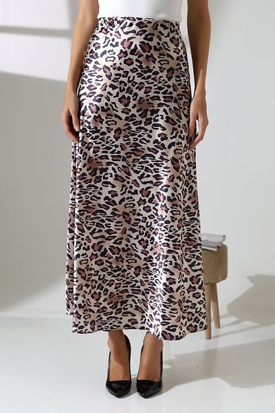 COCOCİX fustă midi din țesătură din satin de viscoză cu imprimeu leopard