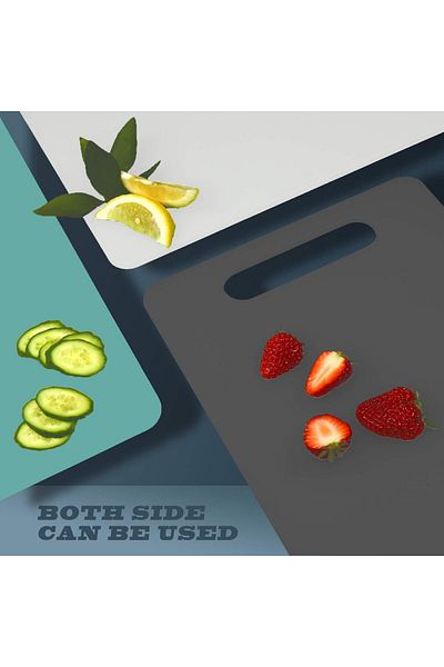 COOYA Plastic Utility Cutting Board with Handles,Food Safe PP Material,BPA Free,Dishwasher Safe(Gray)