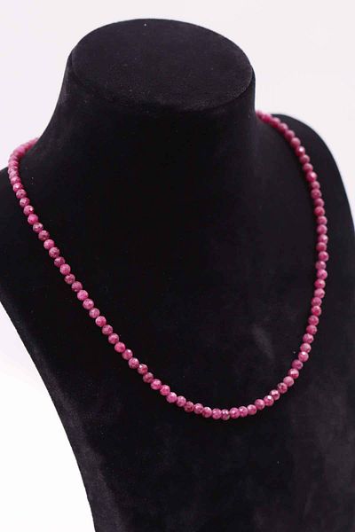 MYTAKIAĞACIMFH Ruby Stone Natural Stone Necklace Bracelet Set Faceted Cut 2-3mm