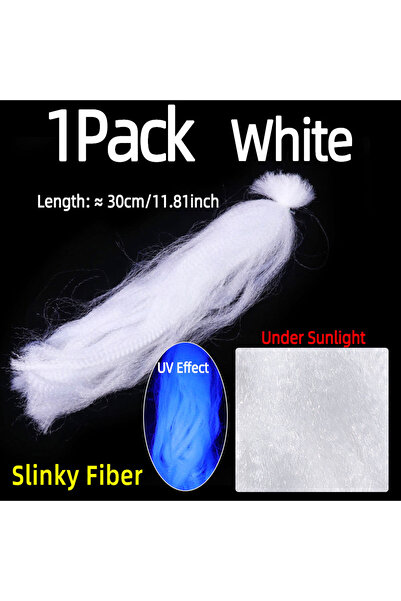 Choice 1 عبوة بيضاء من الطعوم الصناعية ذات الشعر المجعد والألياف اللامعة الطويلة ذات الذيل المدبب ذات المياه المالحة