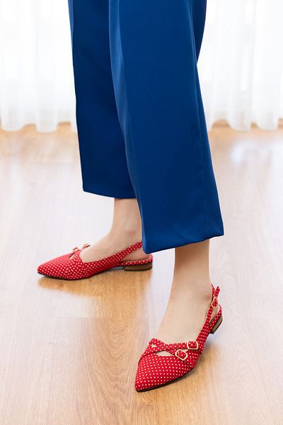 DİVOLYA Pably Red Polka Dot (2 cm Heels) Pointed Toe Shoes