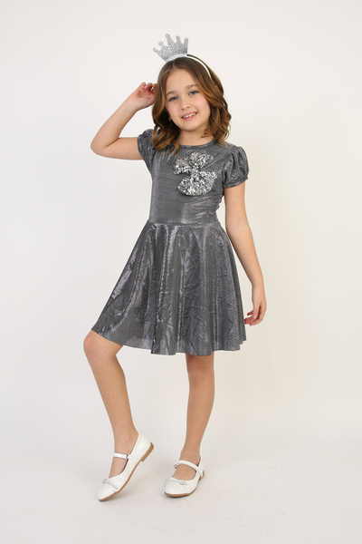 Dıgıl Kids Girl's April 23 Silver Ribbon Patterned Dress Set