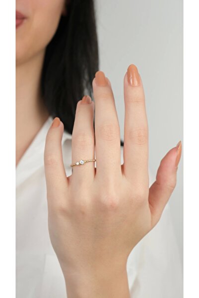 Arpaş 14 Ayar Altın Toplu Taşlı Minimal Yüzük