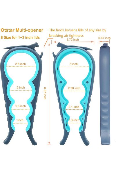 COOYA Jar Bottle Can Opener and Ring Opener for Weak Hands, Arthritis, Elderly and Kids, Comfortable(Blue)