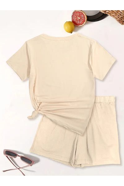 PENTHİLUS 2 Piece Set Floral Print Short Sleeve T-Shirt and Shorts