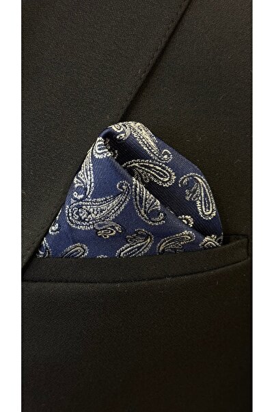 Dearmise Темно-синій та білий шарф із візерунком, подарункова коробка, преміум краватка та хустинка