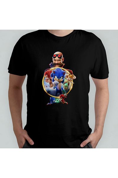Pixxa Μπλουζάκι και γιακά Unisex 100% βαμβάκι Sonic The Hedgehog