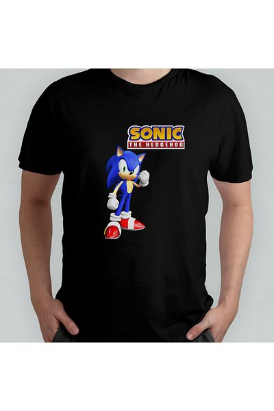 Pixxa Unisex Sonic the Hedgehog Crewneck T-Shirt Model 5 100% Cotton