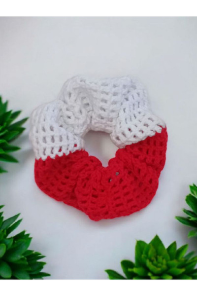 Uğurlu Anne Eli مشبك مدرسي لضفيرة وذيل حصان محبوك يدويًا باللونين الأحمر والأبيض