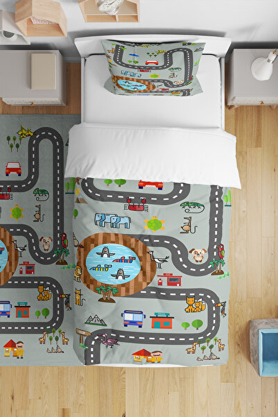 BelezaHome مجموعة غطاء لحاف للأطفال الرضع باللون الرمادي