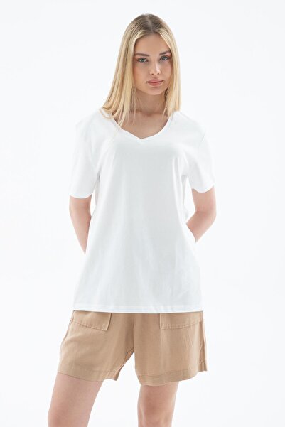 Fashion Friends V-Neck 100% Cotton T-Shirt White