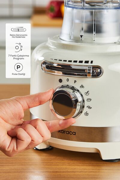 Karaca Multiblend Artisan Retro Mutfak Robotu Cream