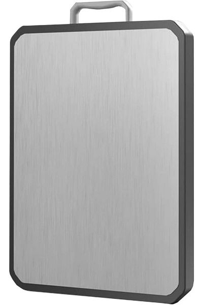 COOYA Cutting Board, Double-Sided Stainless Steel 42 x 27cm, Easy to Clean for Meat, Fruits, Gray