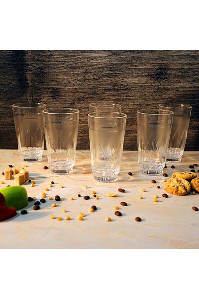 ROYALFORD 6-Pcs Glass Tumbler, Portable & Lightweight, 375ml, RF2654