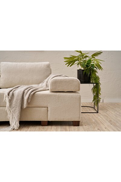 Vivense Perenna Yataklı Üçlü Koltuk, Şönil, Krem