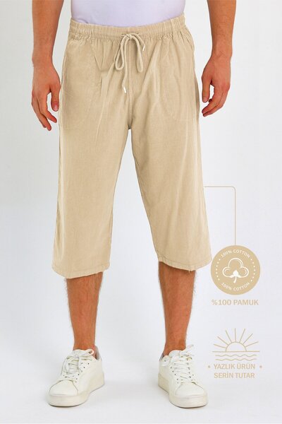 Dechers Men's Regular 100% Cotton Linen Look Capri Dc204