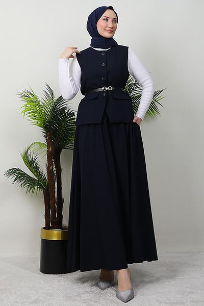 KAWEL Σετ φούστα με γιλέκο Navy Blue