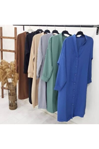 Tesetturcemoda Düğme Detaylı Ayrobin Tesettür Hırka