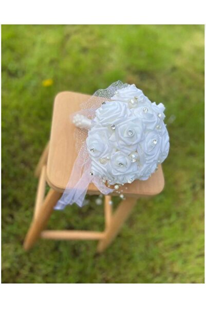 GÜRLEK TEKSTİL Şık Tasarım Gelin Buketi Gül Gelin Çiçeği Demeti Söz Nişan Çiç...